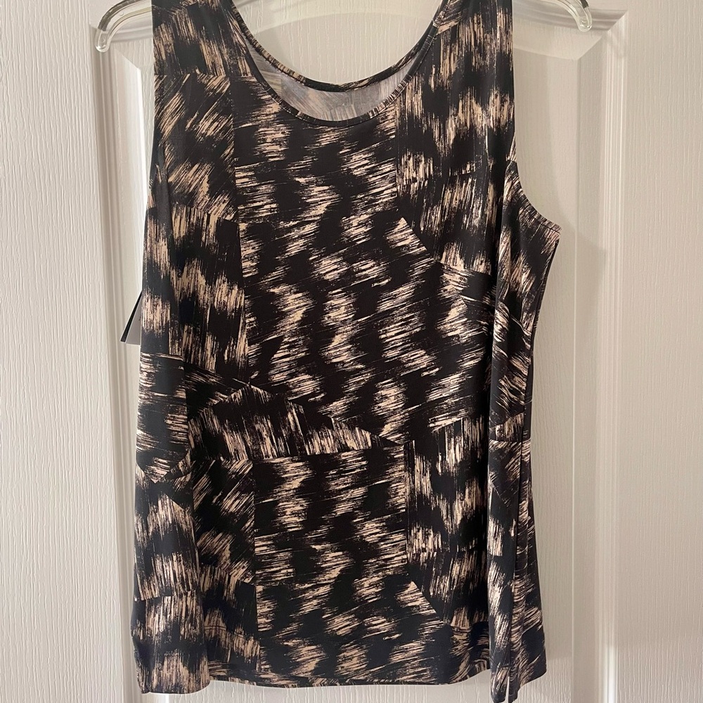 Investments Black and Tan Abstract Tank Top - Women’s Size Medium NWT